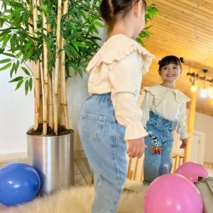 Дънки за момичета Mom fit, Mickey, от 2/3г до 7/8г.