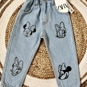 Дънки за момичета Mom fit, Minnie and Daisy от 1,5г до 5г