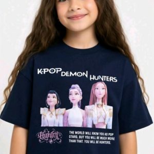 Детска тениска „K-Pop Demon Hunters“ – Тъмносиня