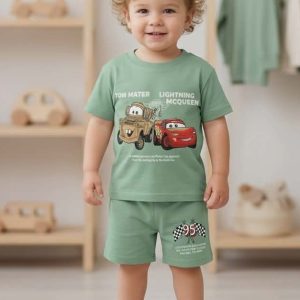 Бебешки комплект „Колите“ (Cars) в ментово зелено – Пълен напред!