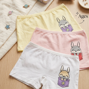 Детски памучни боксерки за момичета „Cute Bunny“ – комплект 3 бр. (5-7 г.)