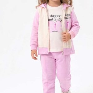 Детски спортен комплект в розово и екрю „Happy Butterfly“