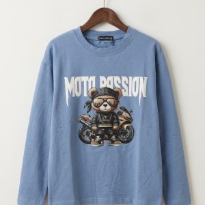 Детска памучна блуза „Moto Passion Bear“ – Светлосиня (Италия) Детска памучна блуза „Moto Passion Bear“ – Светлосиня (Италия)